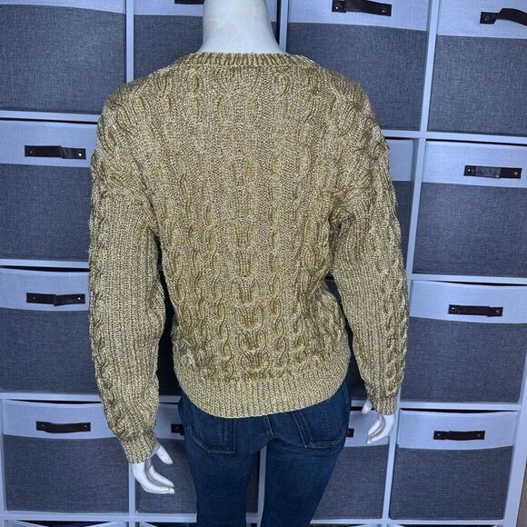 Lillie Rubin Exclusive Vintage Gold Metallic Beaded Sweater Size Small - Picture 2 of 10